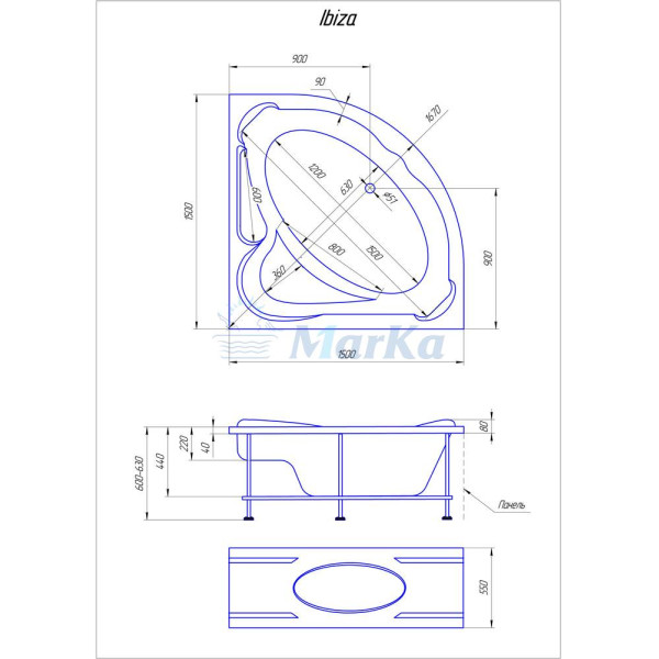 Ванна акриловая 1Marka Ibiza 150x150 белая (01иб1515) Ванна акриловая 1Marka Ibiza 150x150 белая (01иб1515)