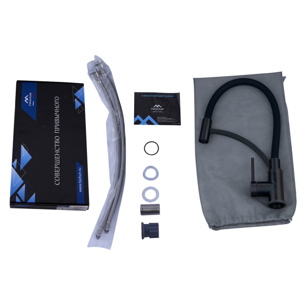 Смеситель для кухни Fashun с гибким изливом оружейная сталь (A54033-17)