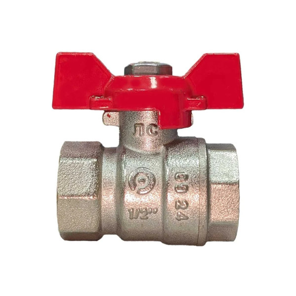 Кран 1/2" ВВ шаровый Rommer (ГОСТ, красная бабочка) RBV-0003-2110215 Кран 1/2" ВВ шаровый Rommer (ГОСТ, красная бабочка) RBV-0003-2110215