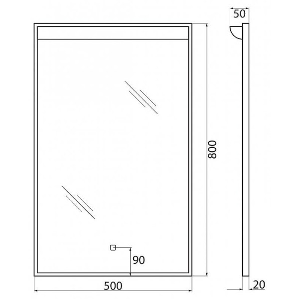 Зеркало с подсветкой BelBagno SPC-UNO 50x80 (SPC-UNO-500-800-TCH)