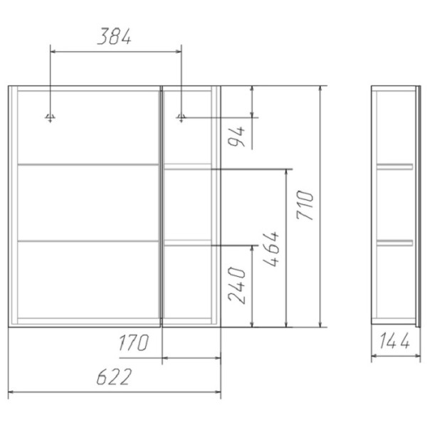 Шкаф зеркальный Домино Стайл 60 Идеал (DI44185HZ) Шкаф зеркальный Домино Стайл 60 Идеал (DI44185HZ)