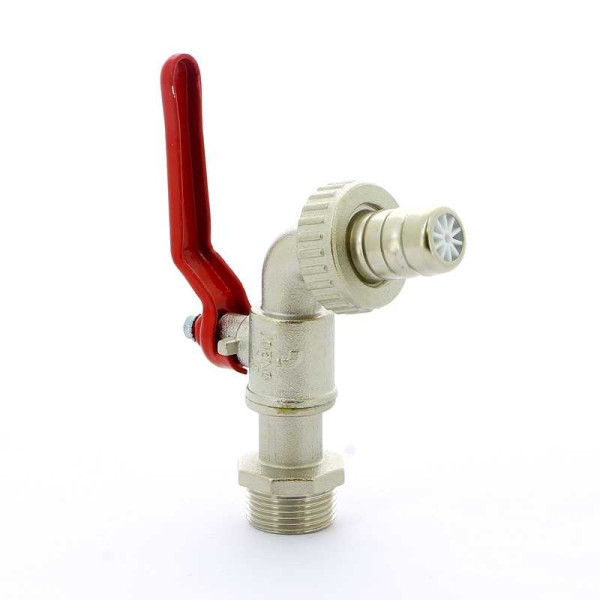 Кран Itap 3/4" шаровый сливной со штуцером (красная стальная рукоятка-рычаг) (1660034)