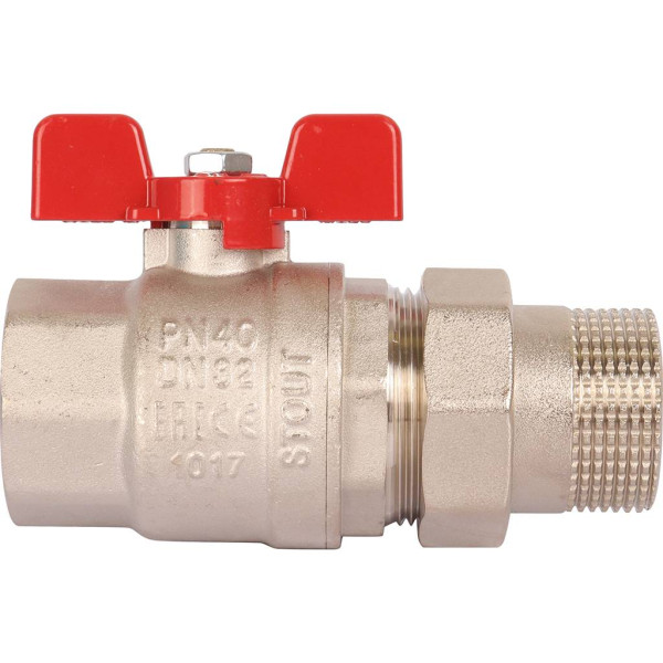 Кран 1 1/4" шаровый со сгоном Stout ГОСТ (красная бабочка, полнопроходной, EPDM) SVB-1007-200032 Кран 1 1/4" шаровый со сгоном Stout ГОСТ (красная бабочка, полнопроходной, EPDM) SVB-1007-200032