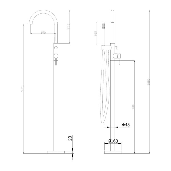 Смеситель напольный Abber Wasser Kreis черный матовый (AF8115BN)