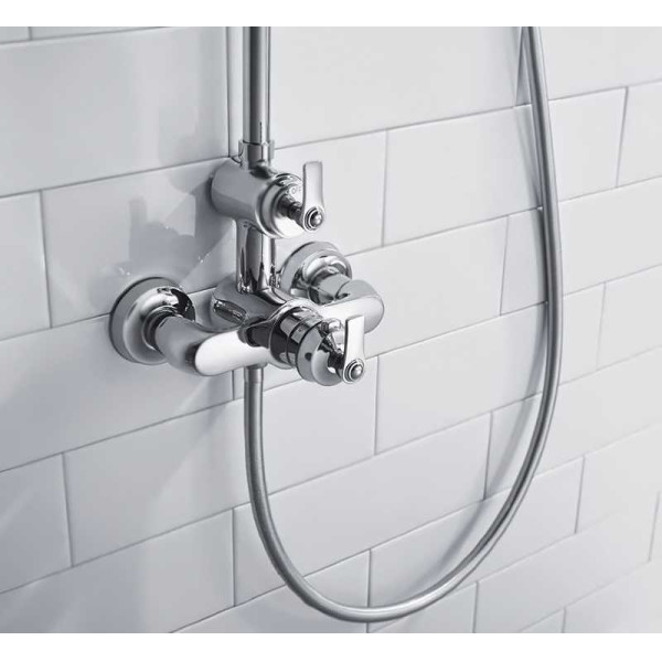 Душевая система Liberty с термостатическим смесителем, с ручным и верхним душем, хром (LIBERTY-F-CD-T-01)