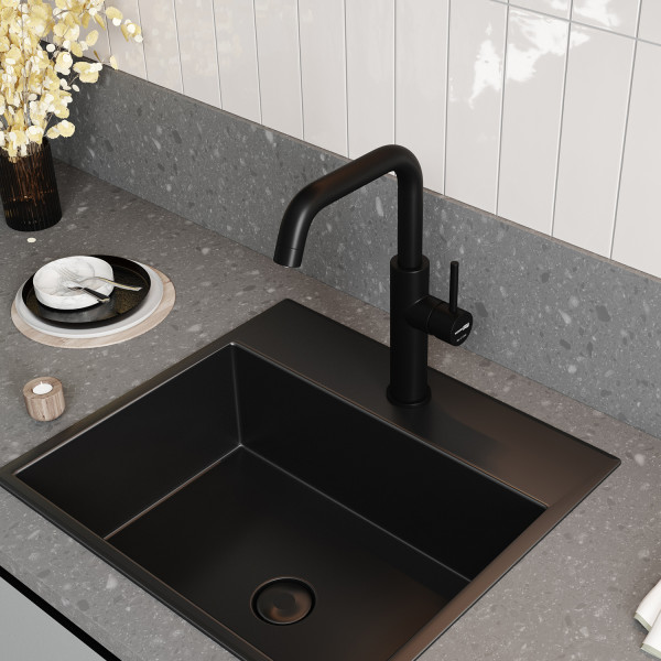 Смеситель для кухни WasserKRAFT черный (A8567)
