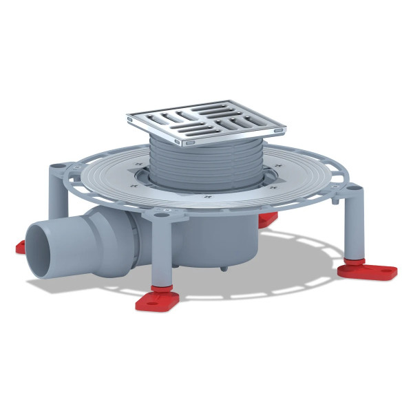Трап горизонтальный 50 мм. (100*100) АНИ регулируемый, с комбинированным затвором (решетка нерж.ст.) АНИ пласт (TVZ5602)