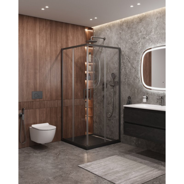 Душевой уголок Cezares Molveno 90x90x195 стекло прозрачное, профиль оружейная сталь (MOLVENO-A-2-90-C-GM-IV)