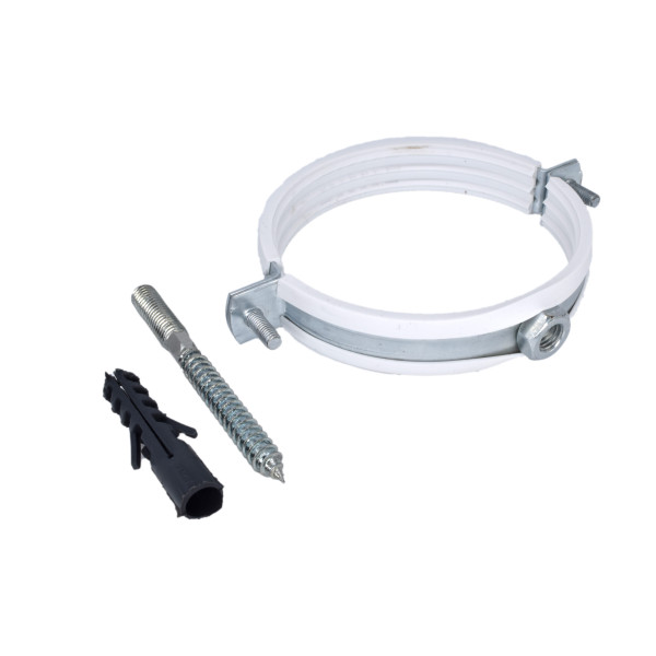 Хомут сантехнический 4" (108-114 мм) оцинкованная сталь со шпилькой и дюбелем М10 (белый) ПЗМ ХБ02-110М10 Хомут сантехнический 4" (108-114 мм) оцинкованная сталь со шпилькой и дюбелем М10 (белый) ПЗМ ХБ02-110М10