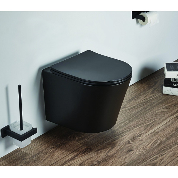 Унитаз подвесной Teramo безободковый с сидением микролифт 480x365x360 (AZ-053E-R-MB SP)