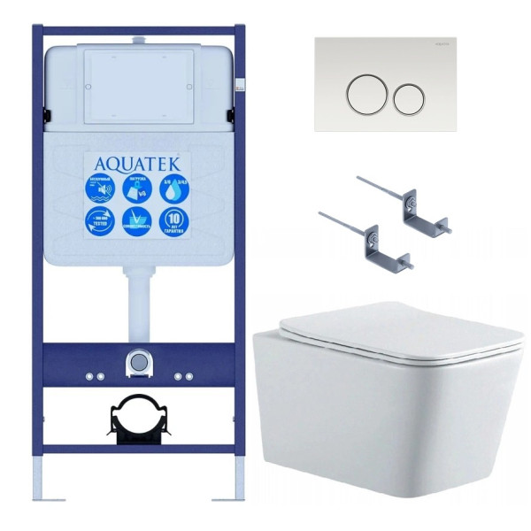 Комплект нсталляция c унитазом Aquatek Либра N KDI15рама Standard INS-0000012 с клавишей KDI-0000015 и крепежом KKI-0000002+унитаз Либра AQ0530N-00