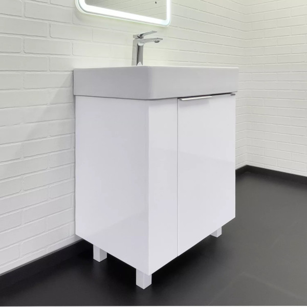 Тумба подвесная с раковиной Comforty Асти 600x455x860 белый глянцевый (00-00019247)