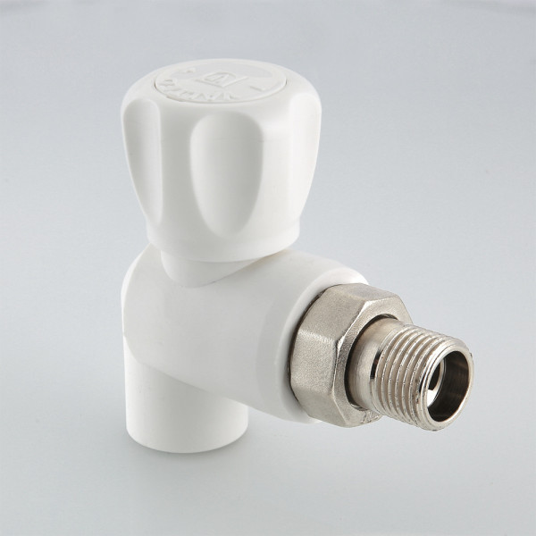 Кран шаровой со сгоном угловой PP-R 20x1/2"Н Valtec (белый) VTp.718.0.02004 Кран шаровой со сгоном угловой PP-R 20x1/2"Н Valtec (белый) VTp.718.0.02004