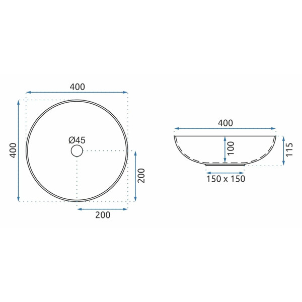 Раковина накладная REA Arte grey 40x40x11,5 (REA-U8002)