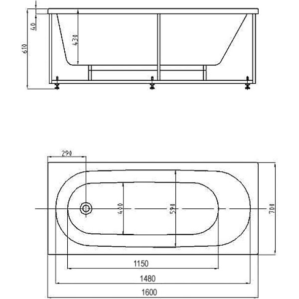 Ванна акриловая Azario Felisa 160x70x61 белая (AV.0040160)