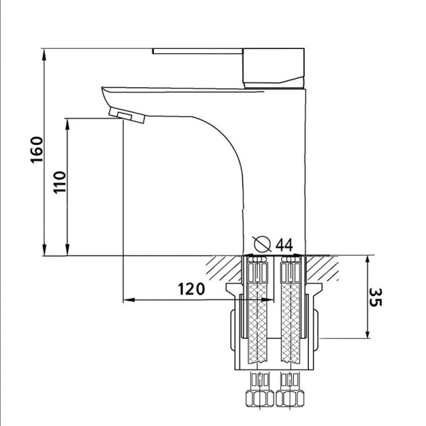 Смеситель для раковины Melodia della vita Moderno оружейная сталь (MDV35120gt) Смеситель для раковины Melodia della vita Moderno оружейная сталь (MDV35120gt)