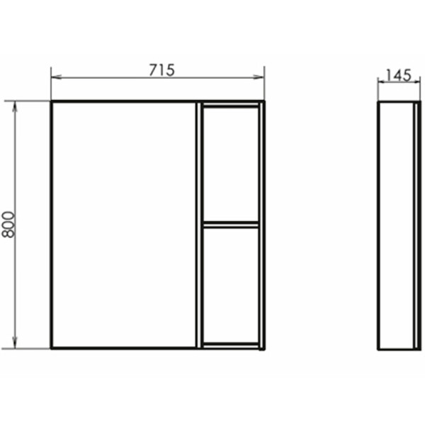 Шкаф зеркальный Comforty Порто 750x145x800 дуб темно-коричневый (00-00009231)