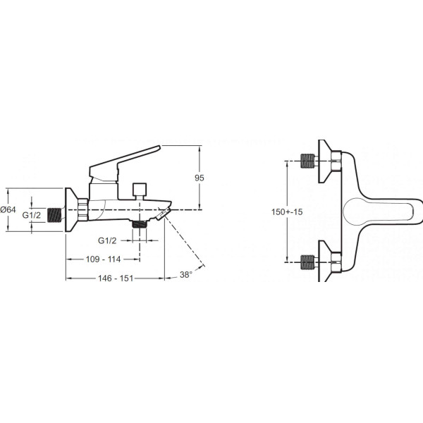 Смеситель для ванны и душа Jacob Delafon Aime черный (E29871-BL) Смеситель для ванны и душа Jacob Delafon Aime черный (E29871-BL)