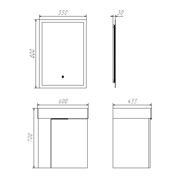 Тумба подвесная с раковиной Comforty Асти 600x455x700 дуб светлый (00-00019191)