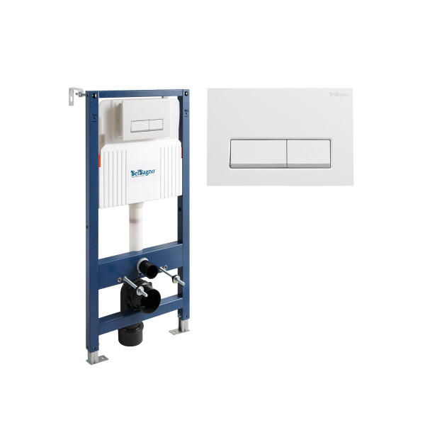 Инсталляция для подвесного унитаза с кнопкой смыва BelBagno белый глянцевый (BB-101-M-BR)