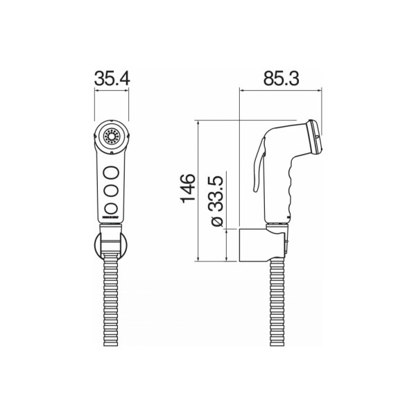 Гигиенический ручной душ Nobili с держателем и шлангом хром (AD146/52CR)