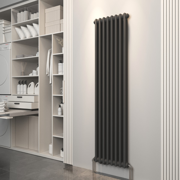 Радиатор стальной трубчатый Velar 2200 14 секций 1/2" V50 RAL 9005 мат. нижнее подключение с термовентилем Радиатор стальной трубчатый Velar 2200 14 секций 1/2" V50 RAL 9005 мат. нижнее подключение с термовентилем