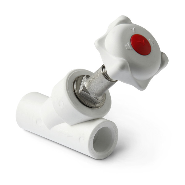 Вентиль PP-R 20 мм. "Pro Aqua" (косой, белый) (PA42008) Вентиль PP-R 20 мм. "Pro Aqua" (косой, белый) (PA42008)