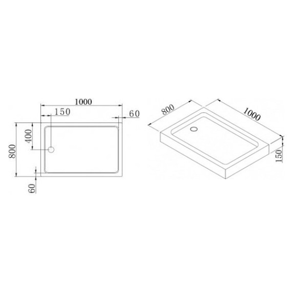 Душевой поддон Cezares 100х80 (TRAY-A-AH-100/80-15-W) Душевой поддон Cezares 100х80 (TRAY-A-AH-100/80-15-W)