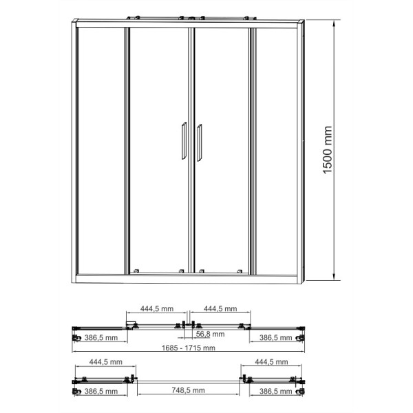 Душевая шторка для ванн WasserKraft Lippe 170*150 стекло прозрачное, профиль хром (45S02-170)
