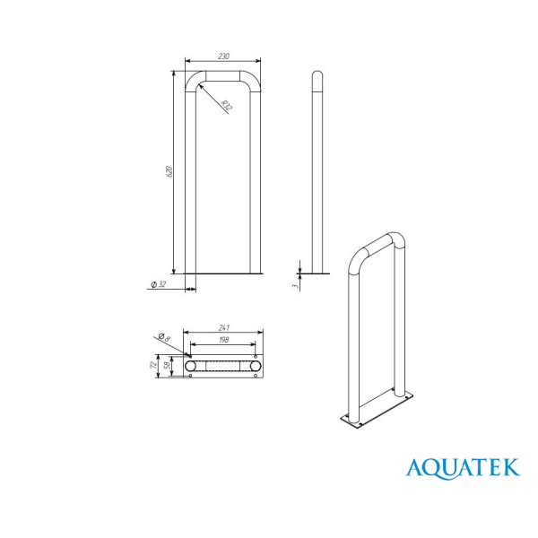 Поручень Aquatek настенный стационарный 620x230 (POR-0000002)
