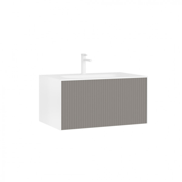 Тумба подвесная Orka Cube 800x490x400 с раковиной бежевый матовый (3000373)