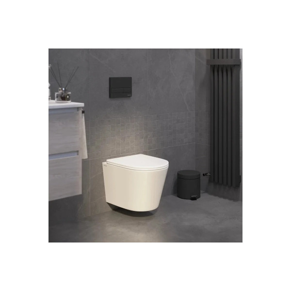 Комплект инсталляция с унитазом Berges Novum кнопка L5 Soft Touch черная, унитаз Vita Rimless 49 см, сиденье с soft-close (043372)