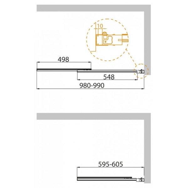 Шторка душевая на ванну Cezares Slider 100х150 стекло прозрачное (SLIDER-VF-11-100/150-C-Cr)