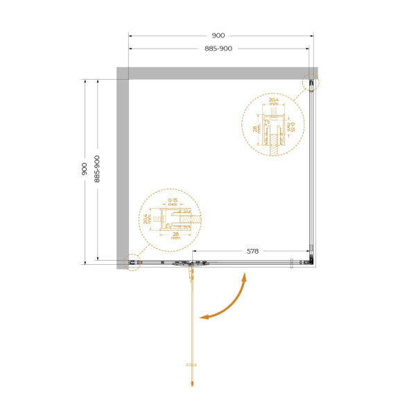 Душевой уголок Cezares Liner 90x90x195 L стекло прозрачное, профиль оружейная сталь (LINER-A-1-90-C-GM-L)