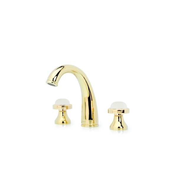 Смеситель для раковины на 3 отверстия Boheme Satine золотой (297-ST)