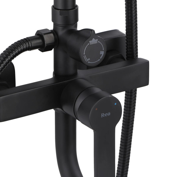 Душевая система с изливом Rea Argus Black mat (REA-P2389)