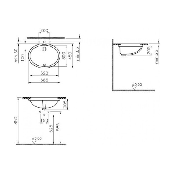 Раковина врезная Vitra Arkitekt 58 (6069B003-0012)