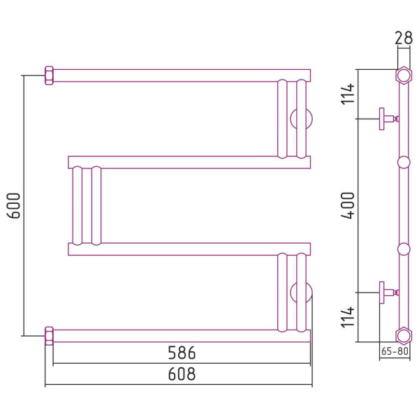 Полотенцесушитель водяной Сунержа High-Tech model M+ 600х600 хром (00-4050-6060) Полотенцесушитель водяной Сунержа High-Tech model M+ 600х600 хром (00-4050-6060)