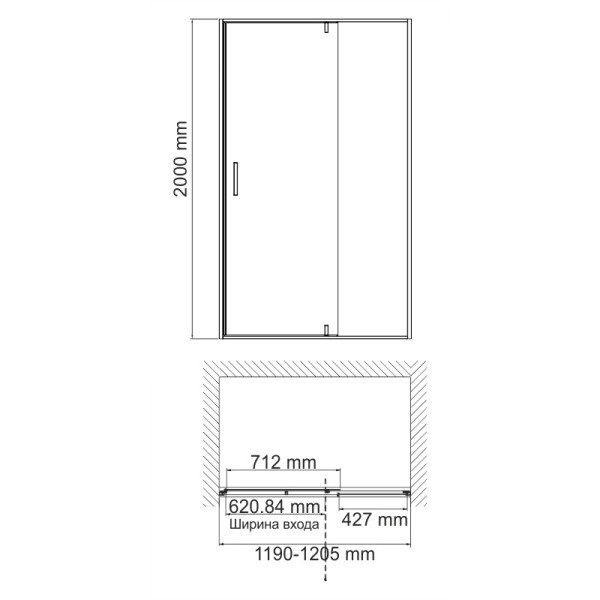 Душевая дверь WasserKraft Neime 120*200 стекло прозрачное, профиль белый (19P05)