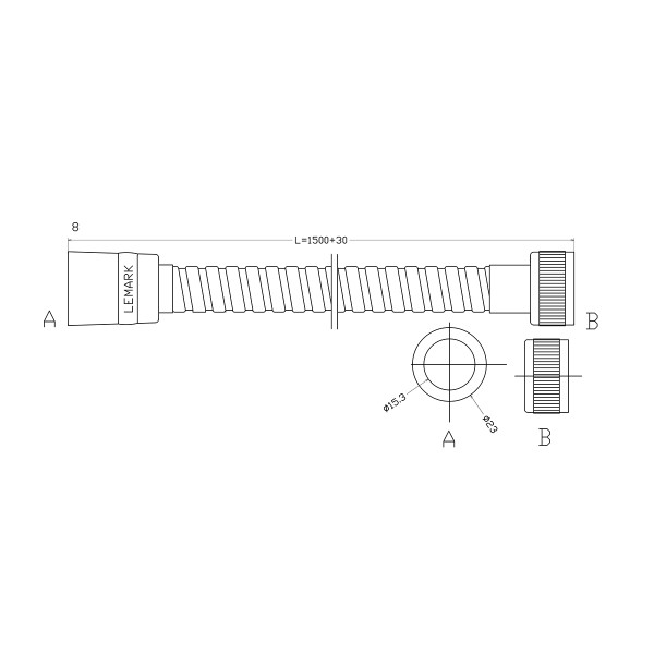 Шланг душевой Lemark 150 см TURN-FREE (LE8023S-Black) Шланг душевой Lemark 150 см TURN-FREE (LE8023S-Black)