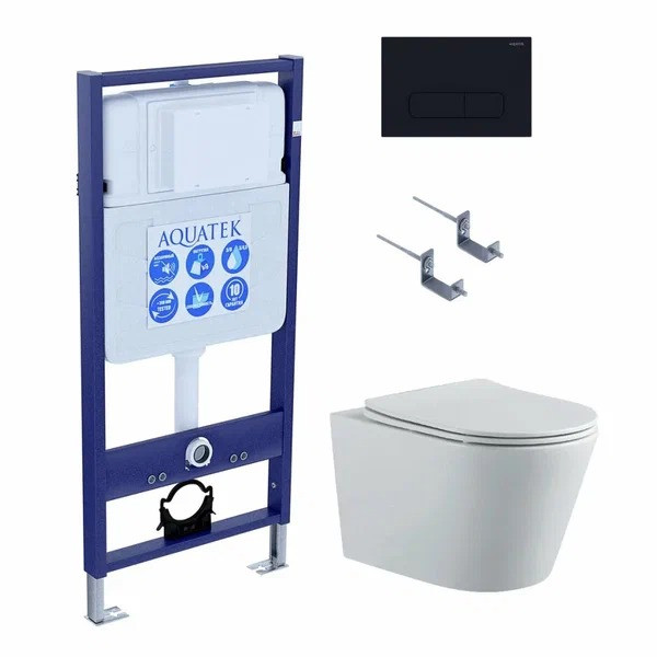 Комплект нсталляция c унитазом Aquatek Вега-1905-017 рама Standard INS-0000012 с клавишей KDI-0000017 и крепежом KKI-0000002+унитаз Вега AQ1905-00 с