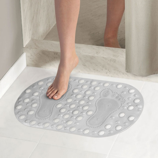 Коврик для ванной Melodia ПВХ Footprints овал массажный 65x34cм кремовый (MK002)