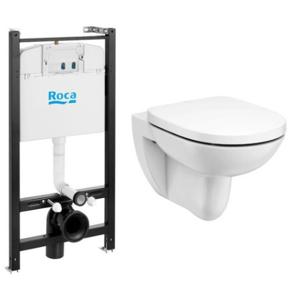 Комплект инсталляция с унитазом Roca Debba Round Pack c унитазом Rimless c сиденьеv Supralit без клавиши (7.8931.0.498.0)