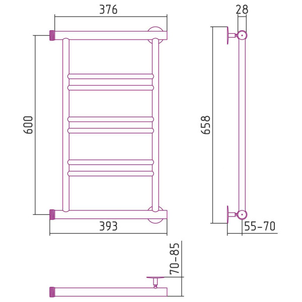 Полотенцесушитель водяной Стилье Минор 0601 600х400 (2+2+2) П хром (00601-6040) Полотенцесушитель водяной Стилье Минор 0601 600х400 (2+2+2) П хром (00601-6040)