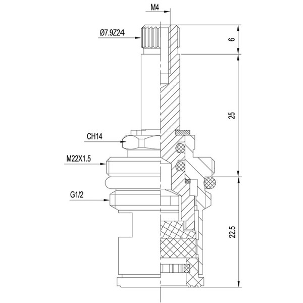 Кран-букса Melodia керамика 1/2" 8x24 под крест (поворот 90град.) (MKP06613WC) (мод. 016)