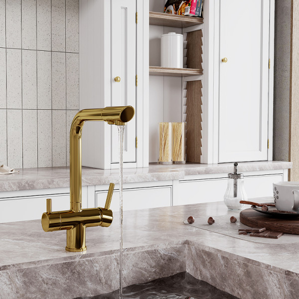 Смеситель для кухни WasserKRAFT с переключателем на фильтр, золотой (A8377) Смеситель для кухни WasserKRAFT с переключателем на фильтр, золотой (A8377)