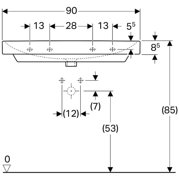 Раковина Geberit Smyle Square 90x48 (500.251.01.1) Раковина Geberit Smyle Square 90x48 (500.251.01.1)