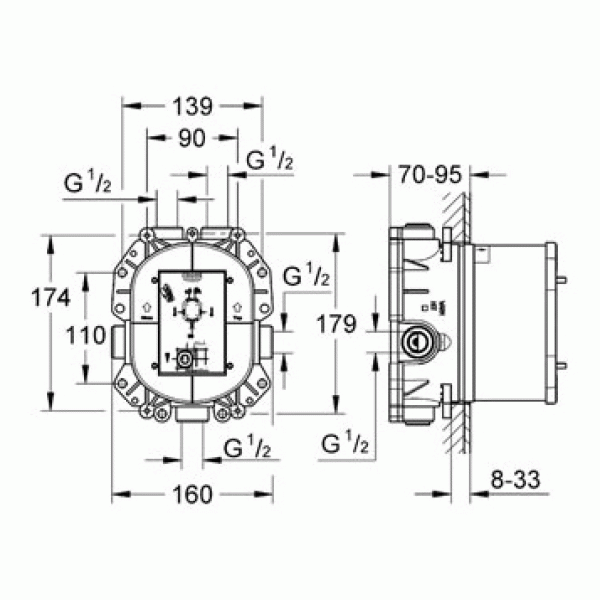 Смеситель термостатический для ванны Grohe Rapido T внутренняя часть (35500000)