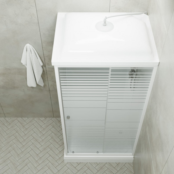 Душевая кабинаTriton Квадро 100x80 стекло прозрачное полосы, профиль белый полосы (DK263)