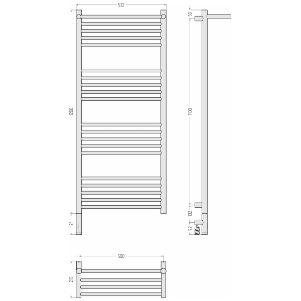 Полотенцесушитель электрический Сунержа Богема 3.1 с полкой 1200х500 МЭМ провод слева (00-6006-1250)